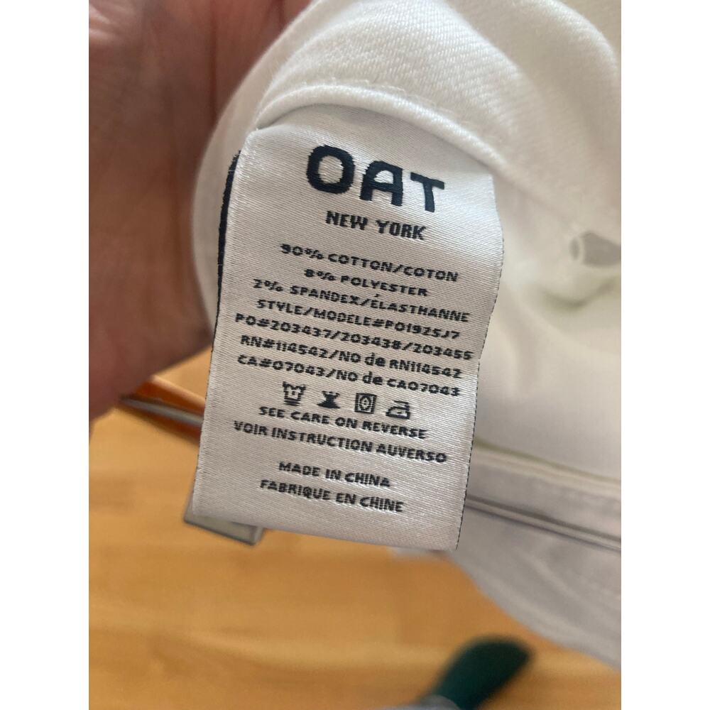 OAT New York White High Rise Straight Leg Jeans Seashell Button Raw Hem 8 - Picture 8 of 10